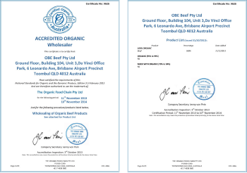 ●オーストラリアのOFC有機認定証（NASAA有機認定）